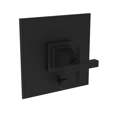 Newport Brass Pressure Tub & Shower Diverter Plate With Handle in Flat Black 5-3152BP-56